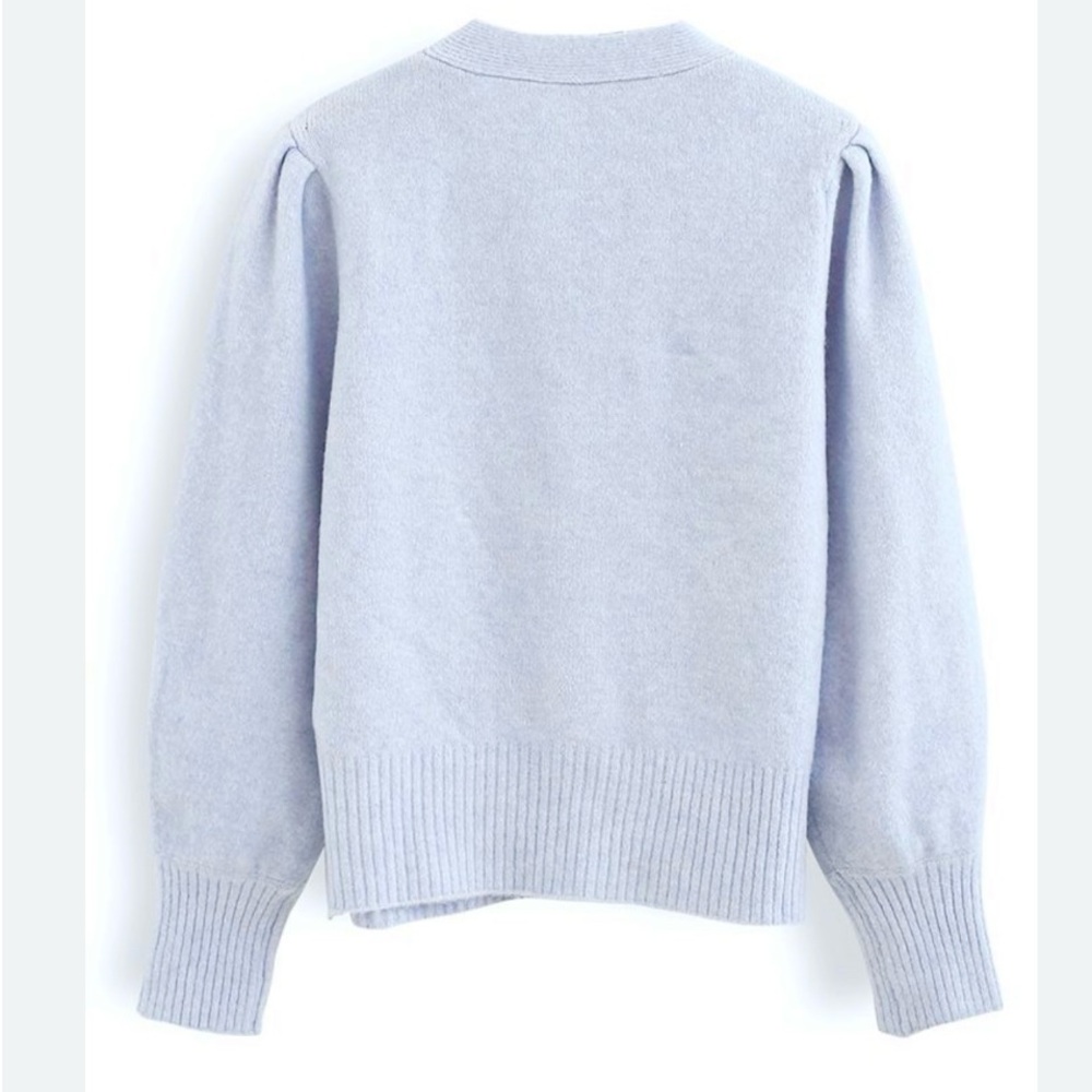 Woven Heart Sweater, Beautiful Light Blue, Size Medium - Picture 4 of 11